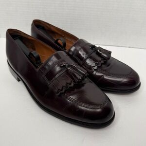 Bostonian First Flex Tassel Loafers Men 11 M Burgundy Leather Kiltie Dress